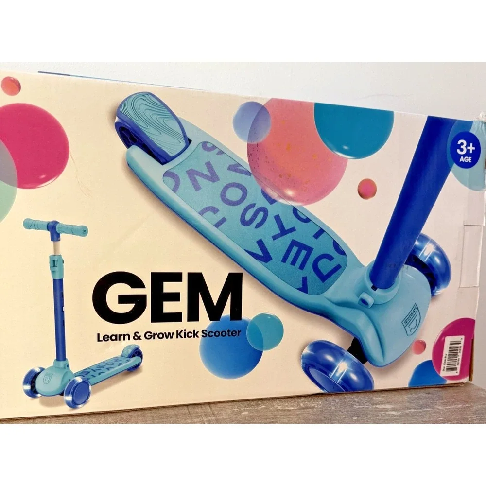 NIB JETSON GEM LEARN & GROW‎ KICK SCOOTER - BLUE/GREEN- ADJUSTABLE & LIGHTS UP